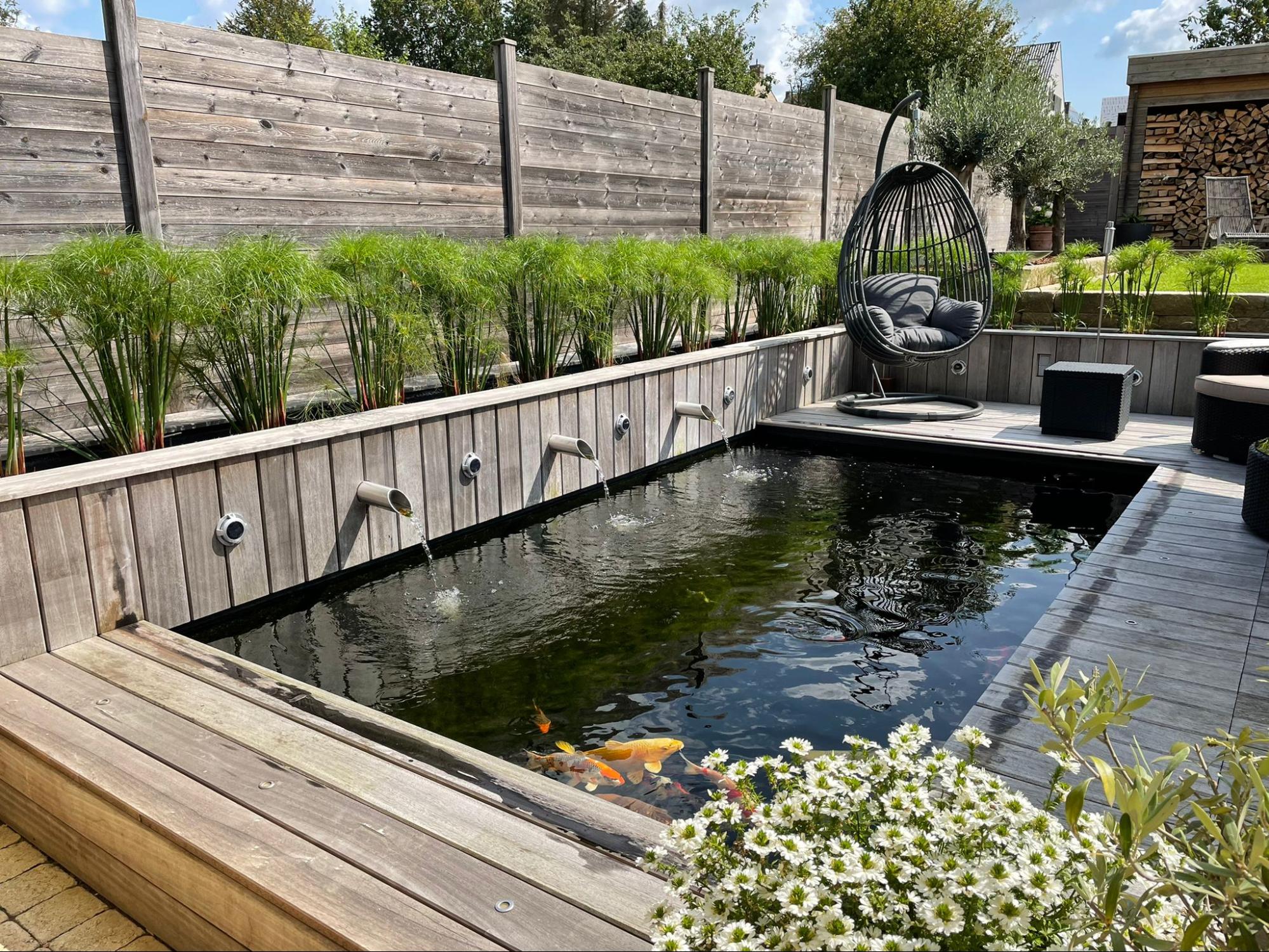 Moderne koivijver die is aangelegd volgens de vergunningsregels